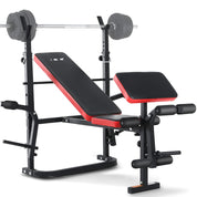 ISE Multifunktional Trainingsbank, Hantelbank Verstellbar Klappbar mit Beincurler Haushalt Fitnessgeräter für Kniebeuge, Hantelbank Bankdrücken,Rumpfbeuge,Training Bank Neigen, Beinbeuger für Zuhause