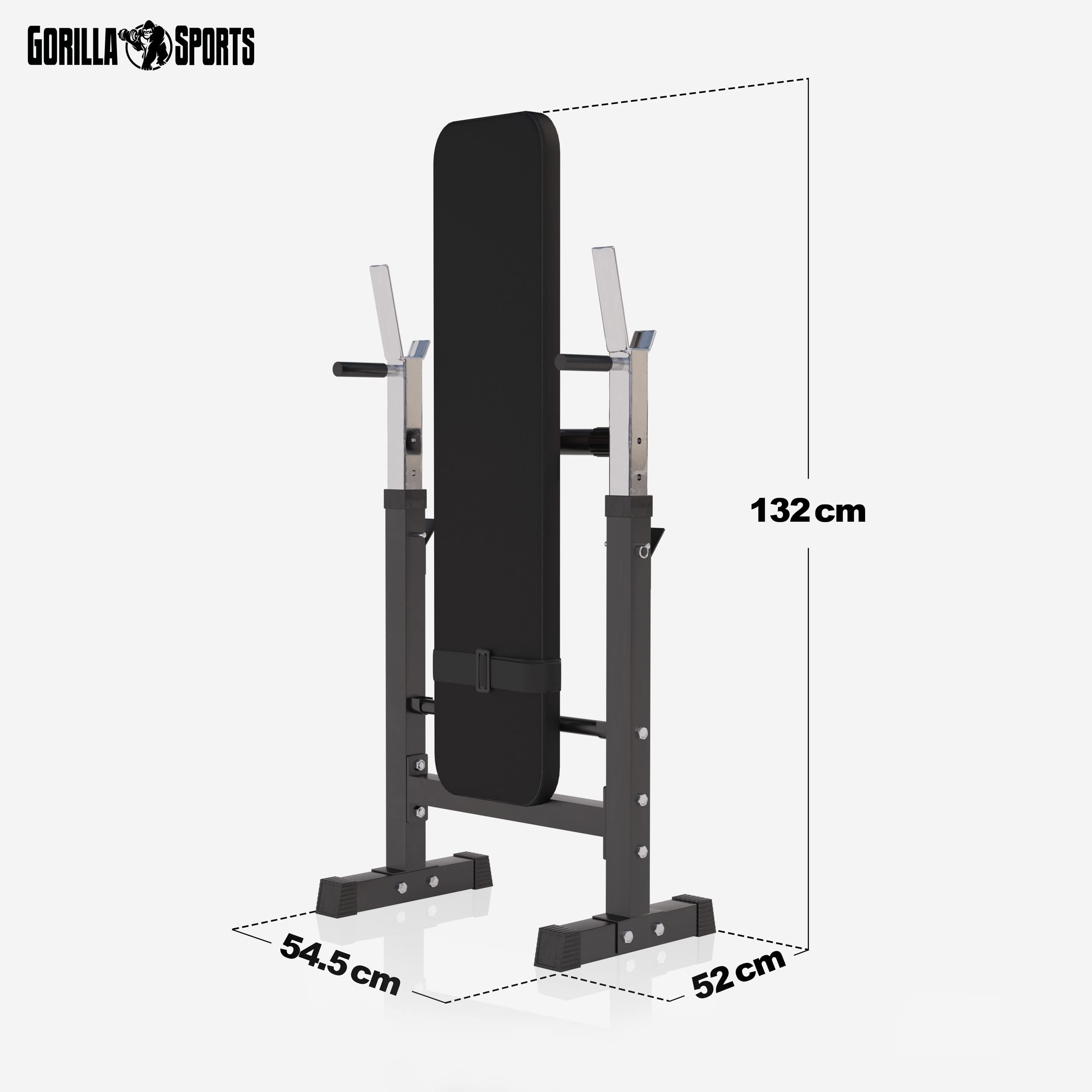 GORILLA SPORTS® Hantelbank - inkl. Hantelset 38/70/100kg, Ablage, Dip-Station, Höhenverstellbar, Klappbar, bis 200kg, Schwarz/Weiß - Trainingsbank mit Langhantelset, Drückerbank, Schrägbank, Flachbank