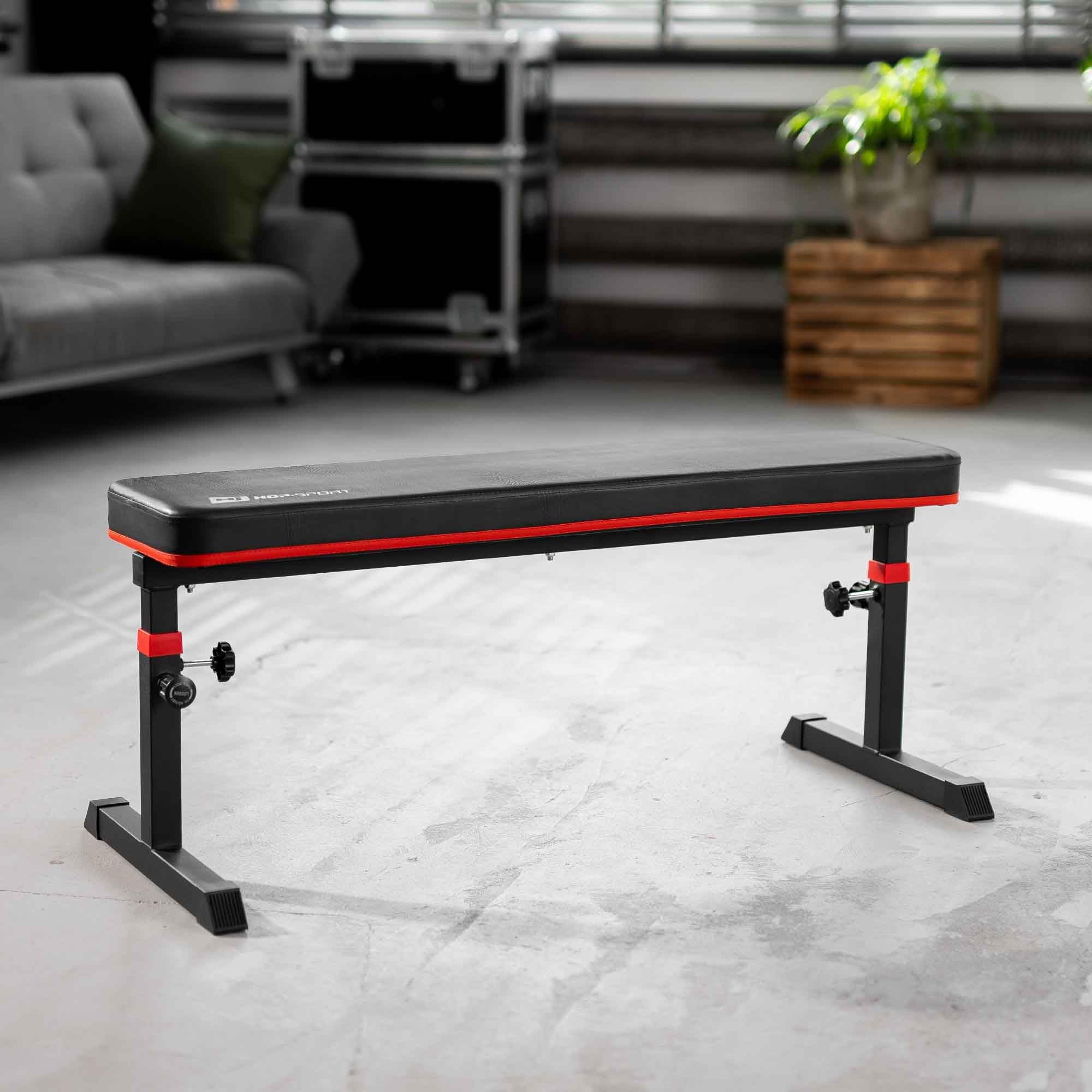 Hop-Sport Hantelbank klappbar verstellbar – Trainingsbank für Zuhause, Fitnessgerät für Krafttraining & Bankdrücken, belastbar bis 200 kg