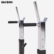 GORILLA SPORTS® Hantelbank - inkl. Hantelset 38/70/100kg, Ablage, Dip-Station, Höhenverstellbar, Klappbar, bis 200kg, Schwarz/Weiß - Trainingsbank mit Langhantelset, Drückerbank, Schrägbank, Flachbank