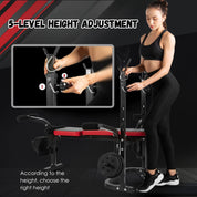 ISE Multifunktional Trainingsbank, Hantelbank Verstellbar Klappbar mit Beincurler Haushalt Fitnessgeräter für Kniebeuge, Hantelbank Bankdrücken,Rumpfbeuge,Training Bank Neigen, Beinbeuger für Zuhause
