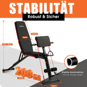 DH FitLife Hantelbank klappbar mit Curlbank & Beinstrecker | Weight Bench | Trainingsbank Fitnessbank multifunktional | Bauchtrainer 7 Stufen verstellbar