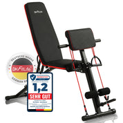 DH FitLife Hantelbank klappbar mit Curlbank & Beinstrecker | Weight Bench | Trainingsbank Fitnessbank multifunktional | Bauchtrainer 7 Stufen verstellbar