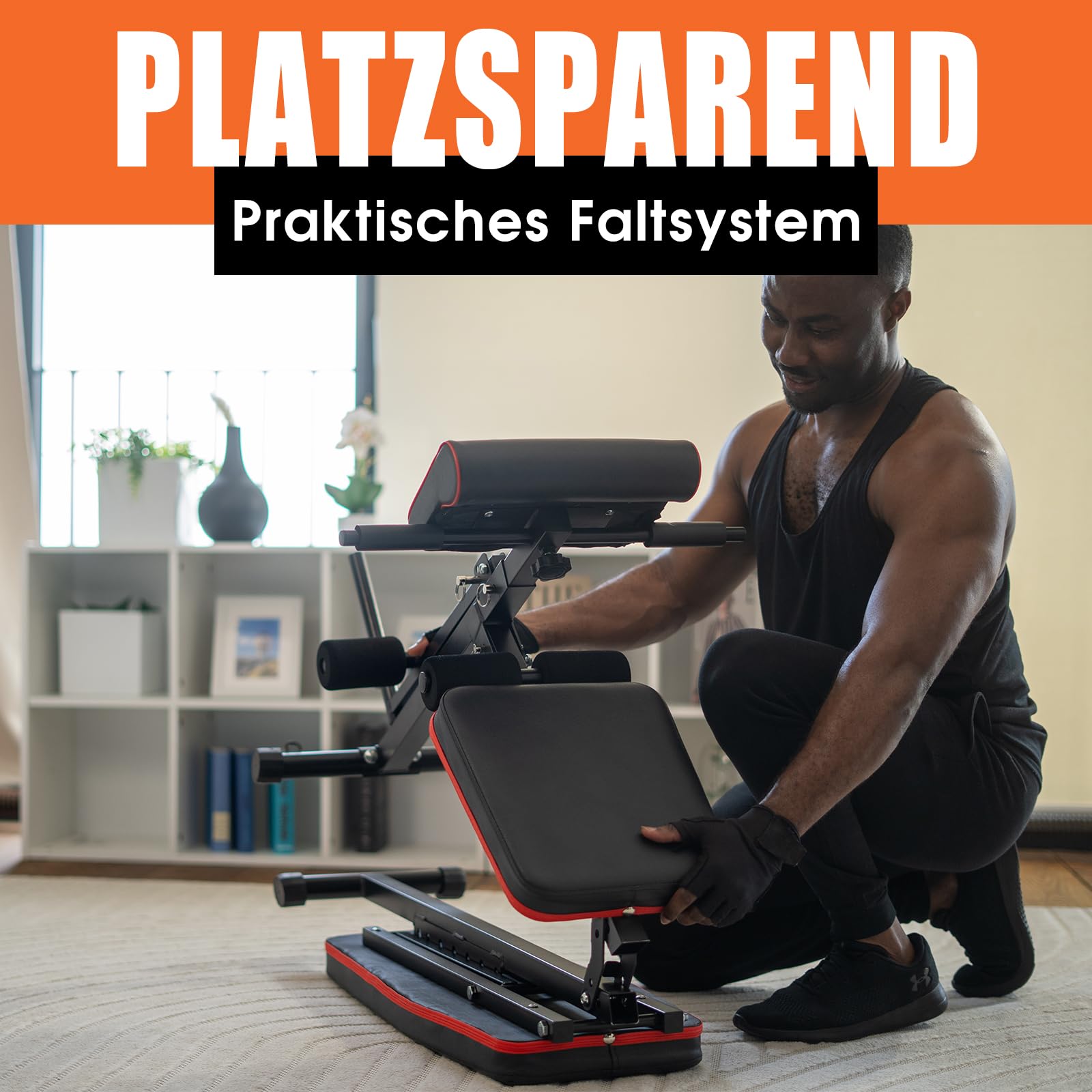 DH FitLife Hantelbank klappbar mit Curlbank & Beinstrecker | Weight Bench | Trainingsbank Fitnessbank multifunktional | Bauchtrainer 7 Stufen verstellbar