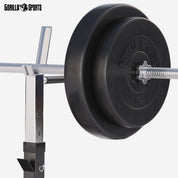 GORILLA SPORTS® Hantelbank - inkl. Hantelset 38/70/100kg, Ablage, Dip-Station, Höhenverstellbar, Klappbar, bis 200kg, Schwarz/Weiß - Trainingsbank mit Langhantelset, Drückerbank, Schrägbank, Flachbank