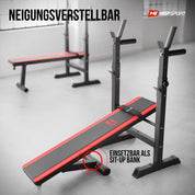 Hop-Sport Hantelbank Klappbar, Multifunktional Trainingsbank mit Langhantel-Ablage und Dip Station, Ideal für Bauchtrainer, Krafttraining & Fitness Zuhause - Max. Belastbarkeit 250 kg