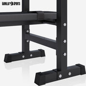 GORILLA SPORTS® Hantelbank mit Ablage - Dip-Station, Verstellbare Höhe und Neigungswinkel, Klappbar, bis 200 kg, Schwarz oder Weiß - Drückerbank, Flachbank, Multifunktion, Trainingsbank