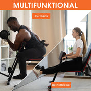 DH FitLife Hantelbank klappbar mit Curlbank & Beinstrecker | Weight Bench | Trainingsbank Fitnessbank multifunktional | Bauchtrainer 7 Stufen verstellbar