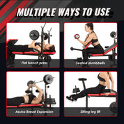 ISE Multifunktional Trainingsbank, Hantelbank Verstellbar Klappbar mit Beincurler Haushalt Fitnessgeräter für Kniebeuge, Hantelbank Bankdrücken,Rumpfbeuge,Training Bank Neigen, Beinbeuger für Zuhause