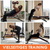 DH FitLife Hantelbank klappbar mit Curlbank & Beinstrecker | Weight Bench | Trainingsbank Fitnessbank multifunktional | Bauchtrainer 7 Stufen verstellbar