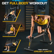TREX SPORT Flachbank TX-100B | Hantelbank klappbar für Krafttraining | Home Gym Trainingsbank für Bankdrücken | Stahlrahmen, rutschfest, gepolstert